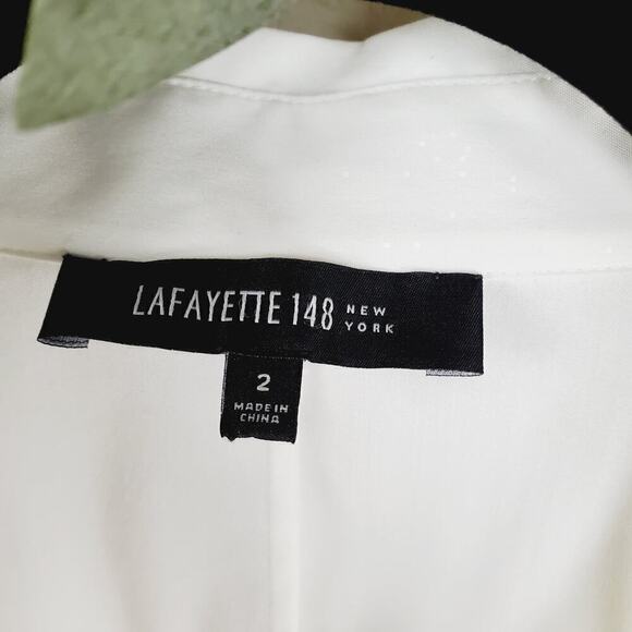 Lafayette 148 New York Long Sleeves Button Up Women Casual Classic White Top - Picture 2 of 13